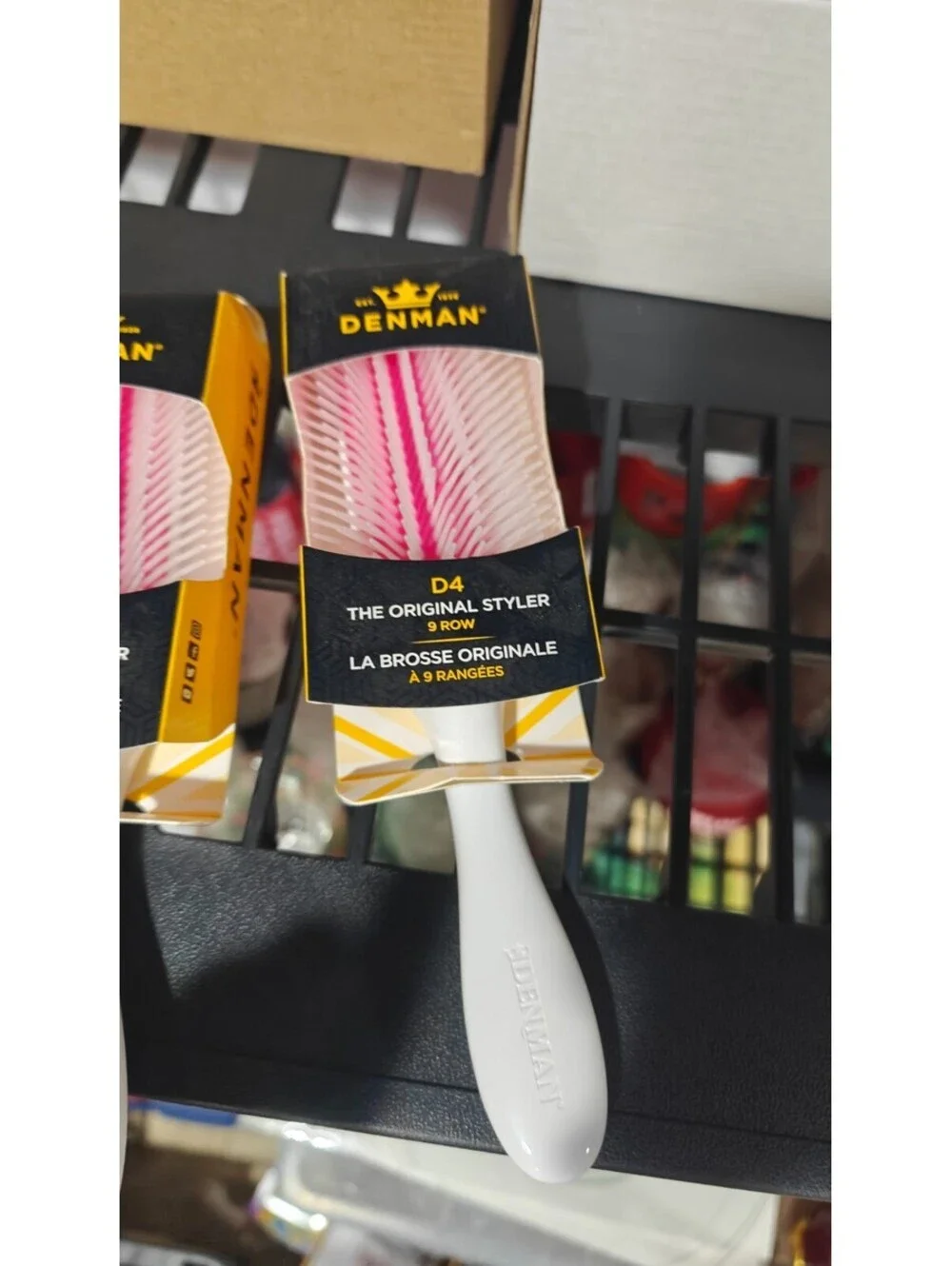 Denman D4 Original Styler 9 Row Hair Brush White Pink Curl Definer NEW